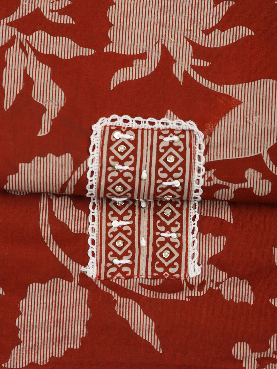 Printed Cotton Blend Unstitched Suit With Dupatta