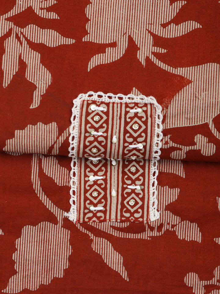 Printed Cotton Blend Unstitched Suit With Dupatta