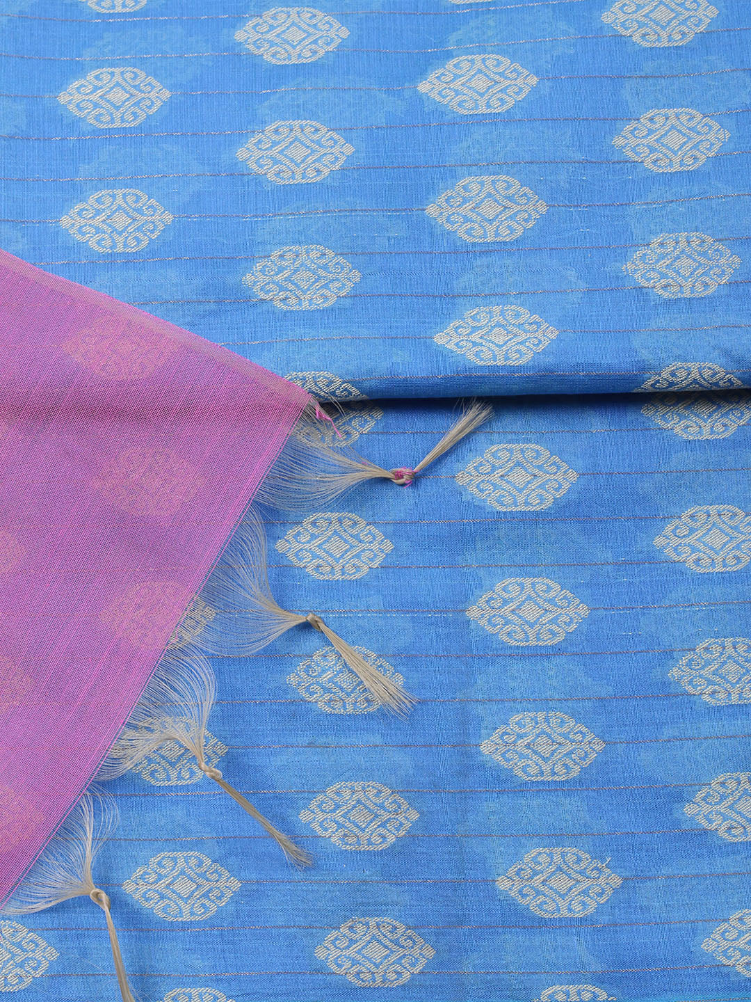Printed Chanderi Unstitched Suit With Pant &amp; Dupatta