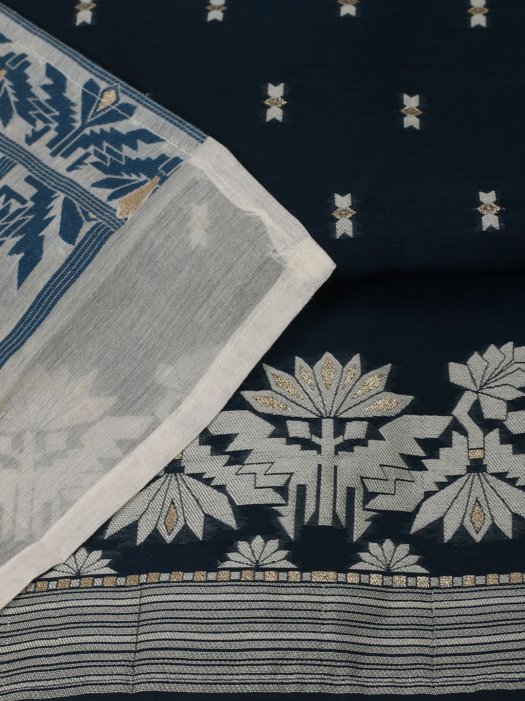 Embroidered Chanderi Unstitched Kurta With Pant &amp; Dupatta