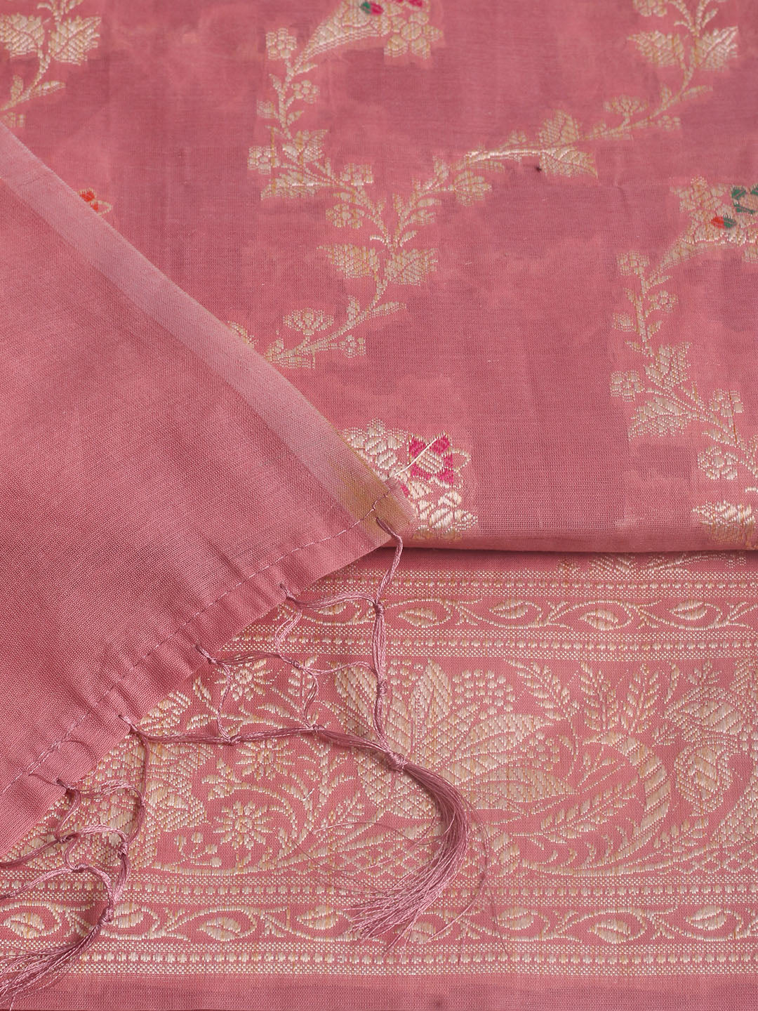 Woven Design Chanderi Unstitched Suit With Pant &amp; Dupatta