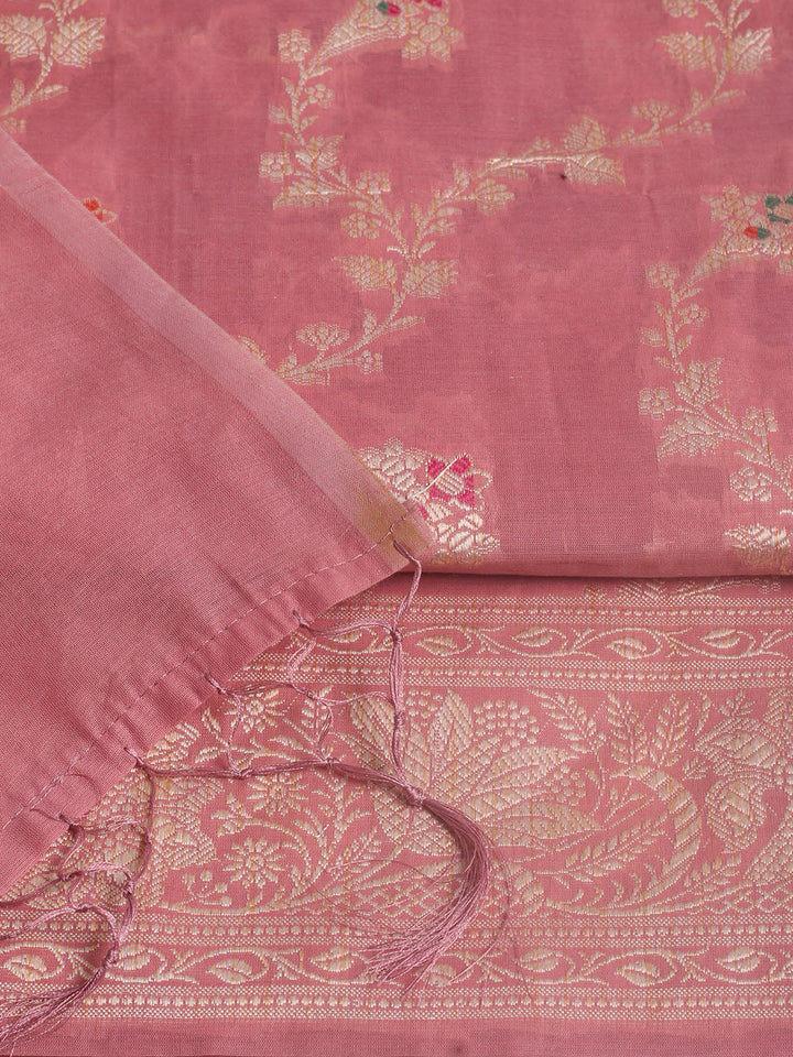 Woven Design Chanderi Unstitched Suit With Pant &amp; Dupatta