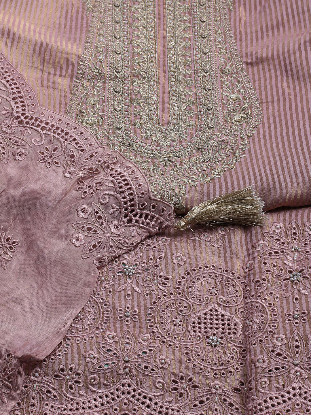 Banarasi Tissue Unstitched Suit With Dupatta