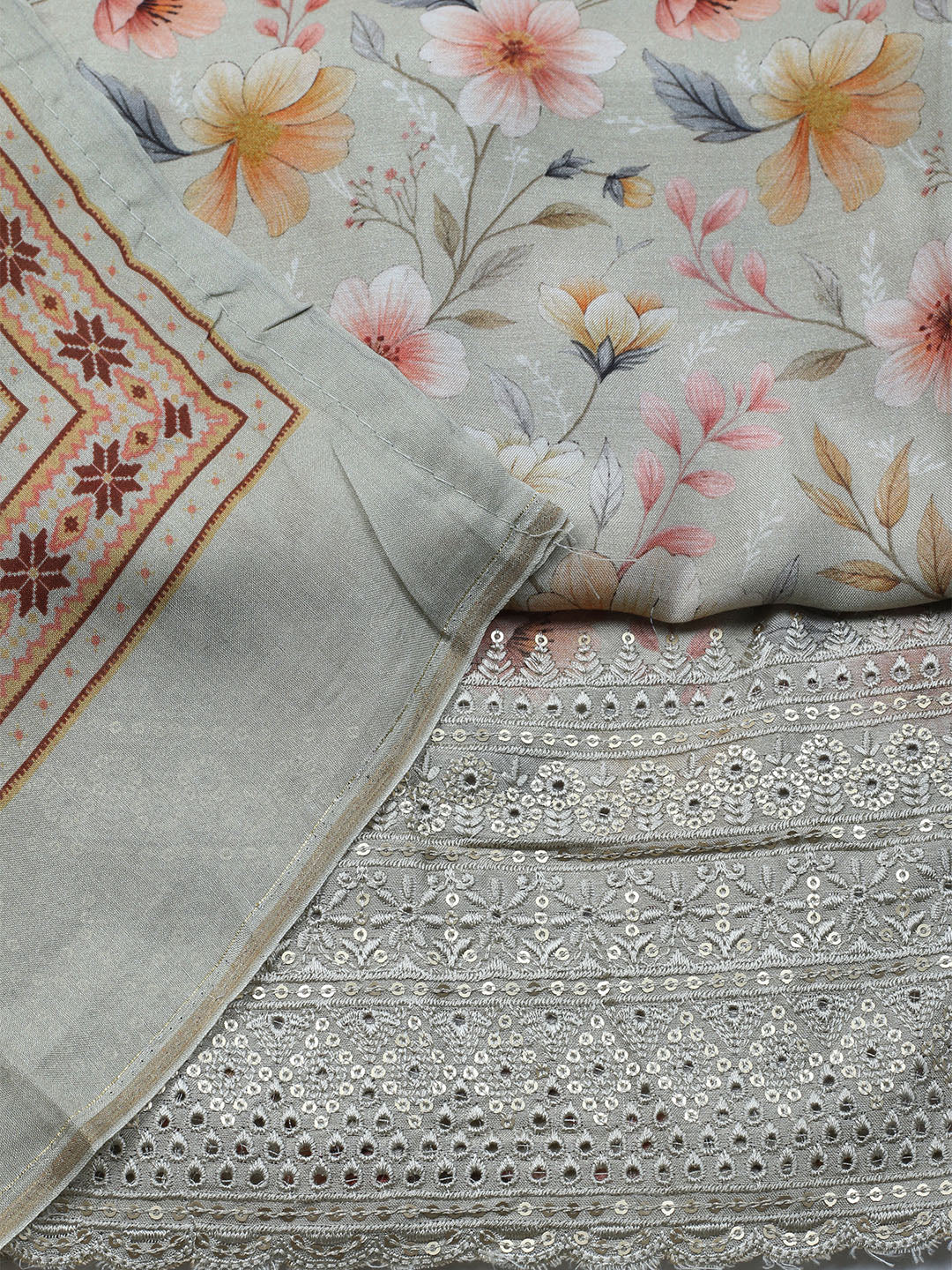 Printed Muslin Unstitched Suit With Dupatta