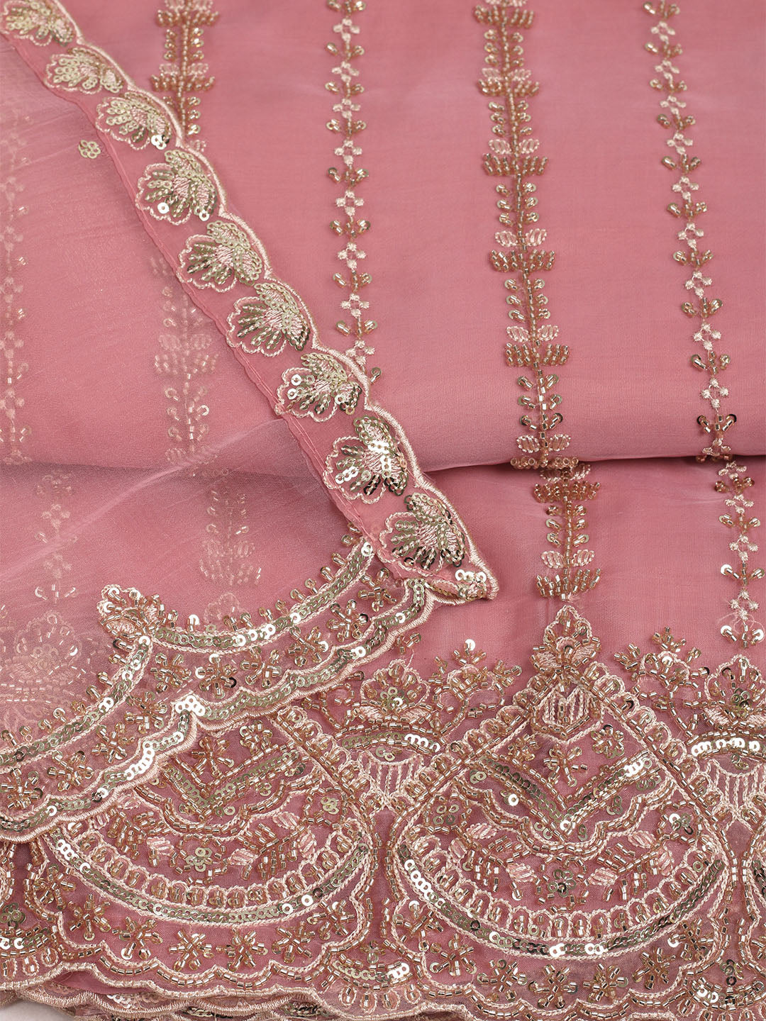 Embelished Organza Unstitched Suit With Dupatta