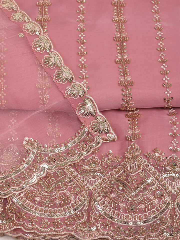 Embelished Organza Unstitched Suit With Dupatta
