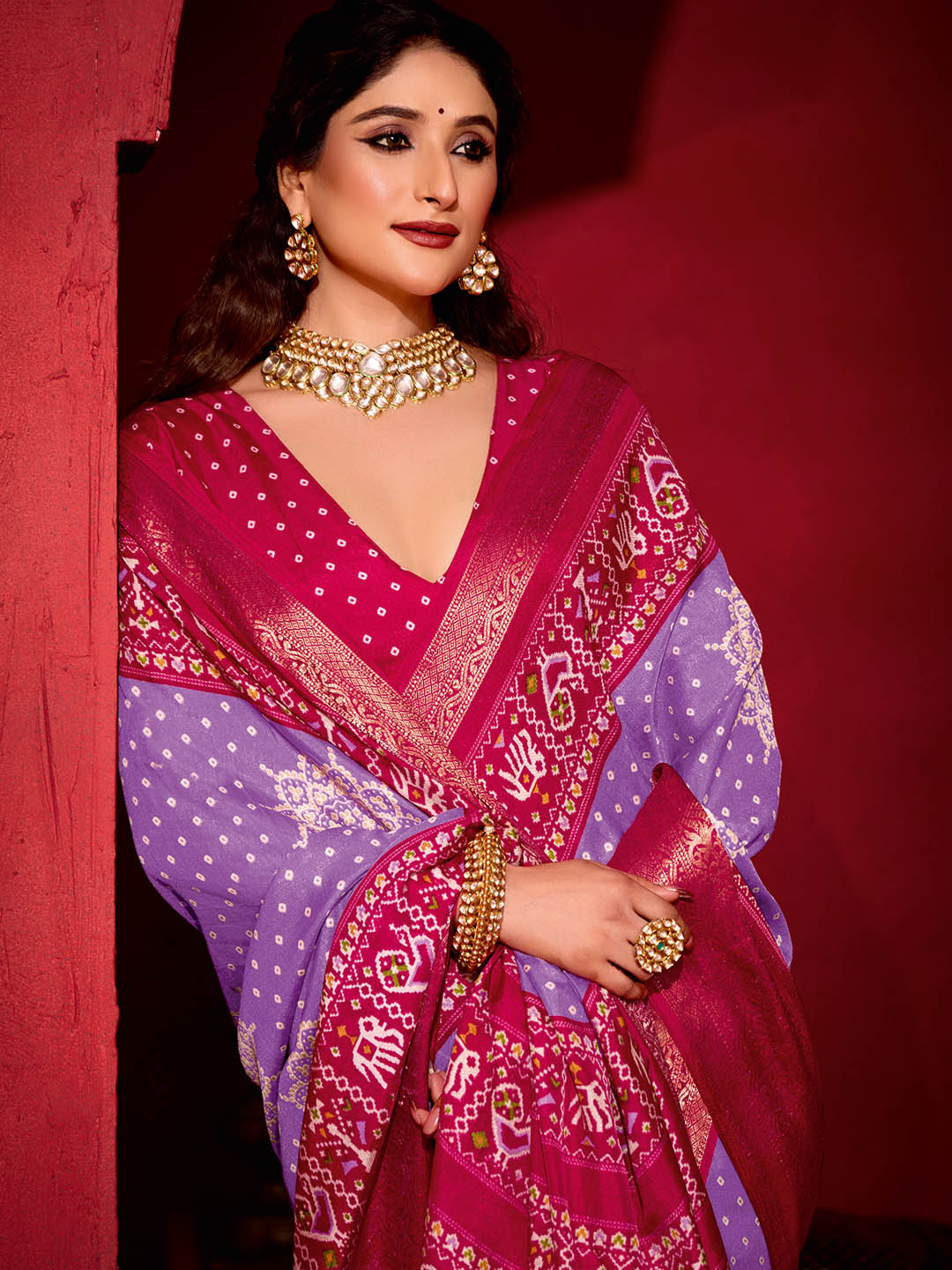 Bandhani Printed Art Silk Saree