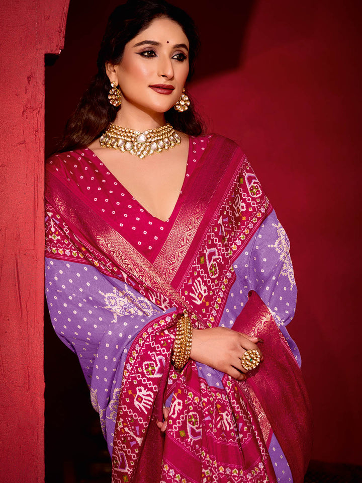 Bandhani Printed Art Silk Saree