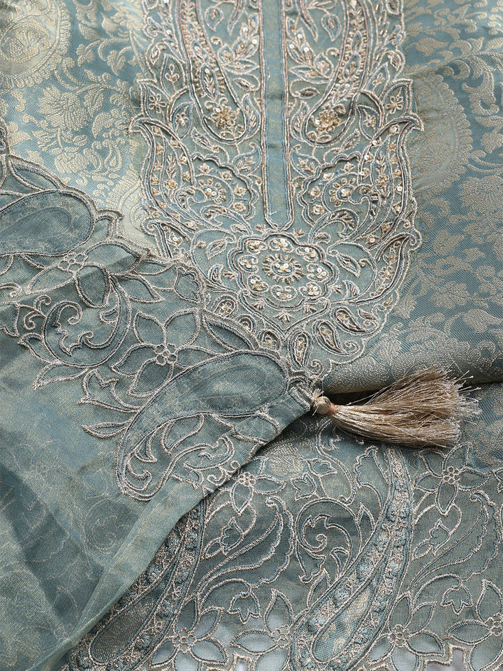 Woven Design Tissue Unstitched Suit With Dupatta