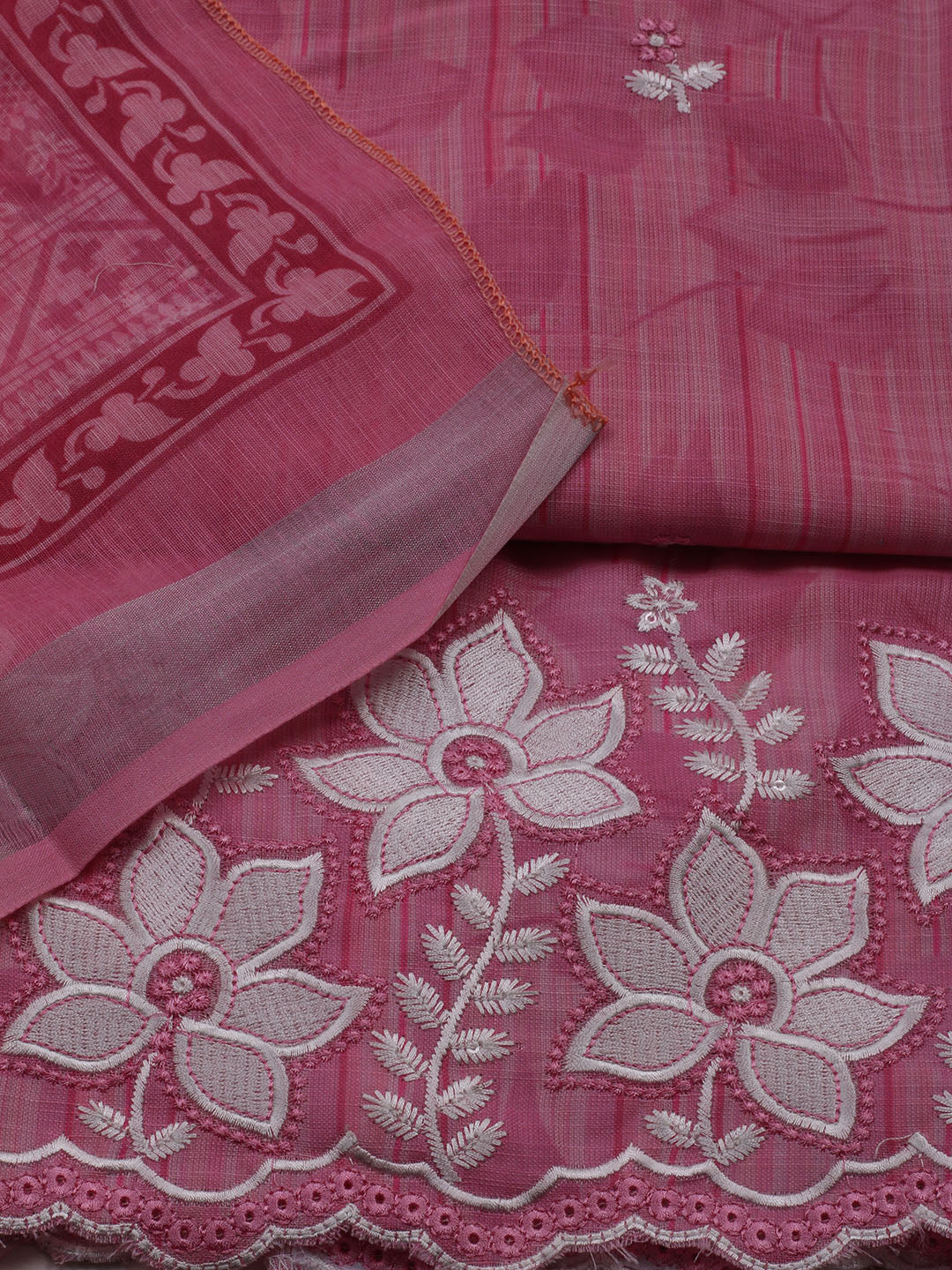 Neck Embroidered Cotton Blend Unstitched Suit With Dupatta