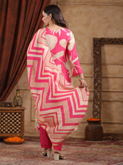 Printed Muslin Kurta With Pants & Dupatta