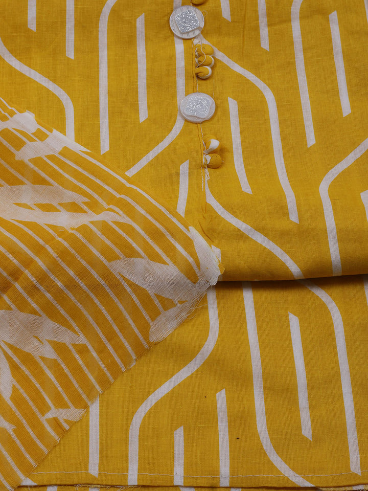 Printed Cotton Blend Unstitched Suit With Dupatta