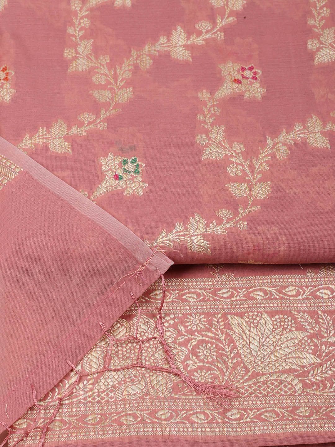 Woven Design Chanderi Unstitched Suit With Pant &amp; Dupatta