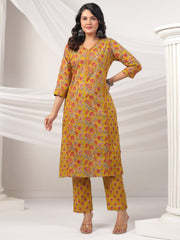 Printed Cotton Blend Kurta With Pants & Dupatta