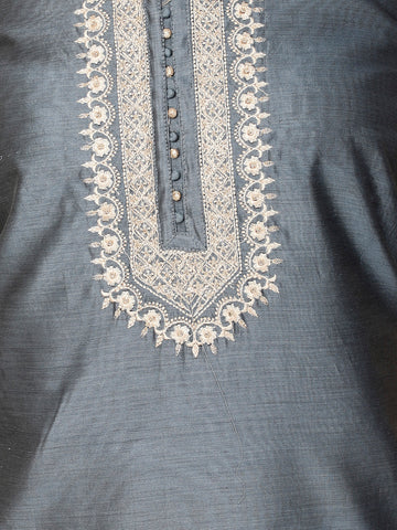 Neck Embroidery Chanderi Unstitched Suit Piece With Dupatta