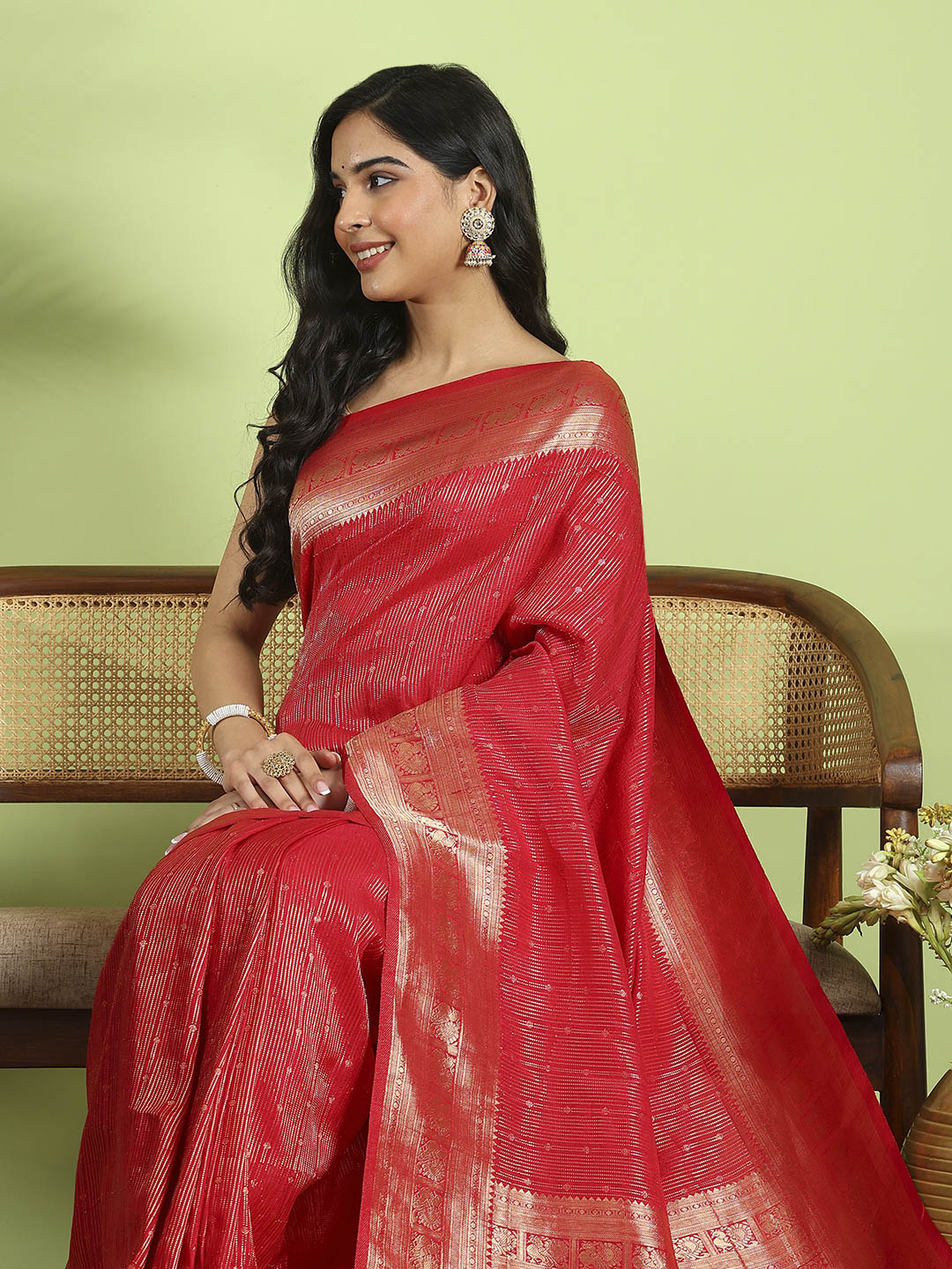 Plain Crepe Saree