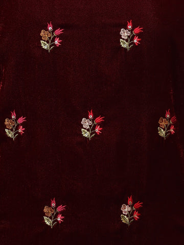 Embroidered Velvet Unstitched Suit Piece With Dupatta