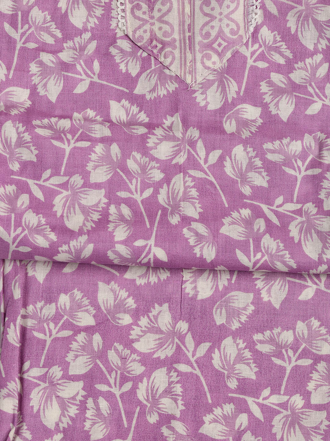 Printed Cotton Blend Unstitched Suit With Dupatta