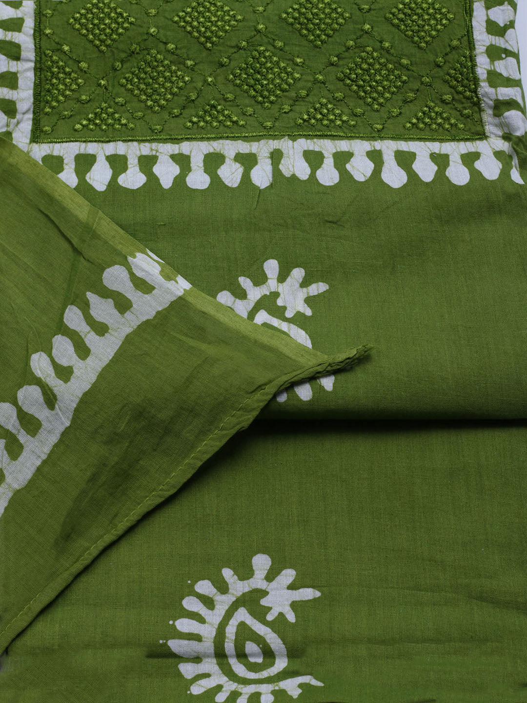 Printed Cotton Blend Unstitched Kurta With Pant &amp; Dupatta