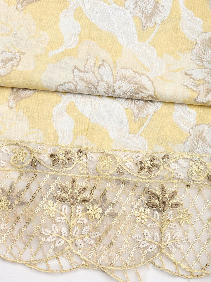 Printed Cotton Blend Unstitched Suit With Dupatta