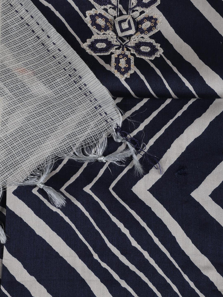 Neck Embroidered Cotton Blend Unstitched Suit Piece With Dupatta