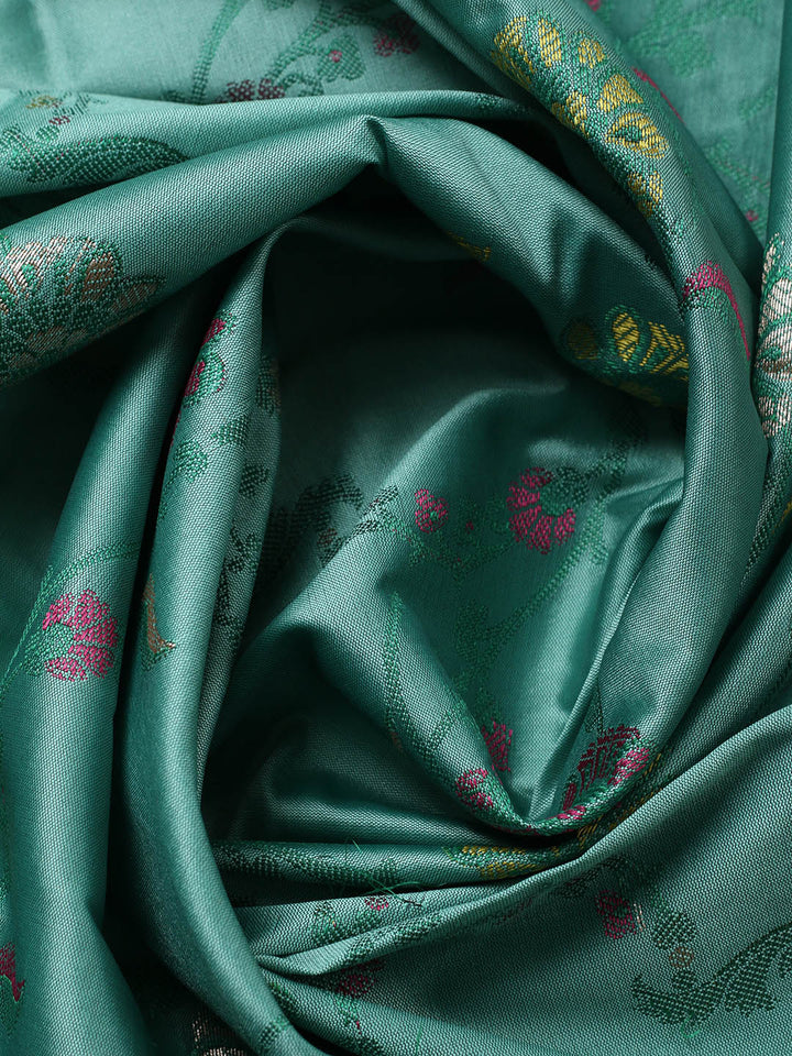Woven Design Chanderi Unstitched Suit With Pant &amp; Dupatta