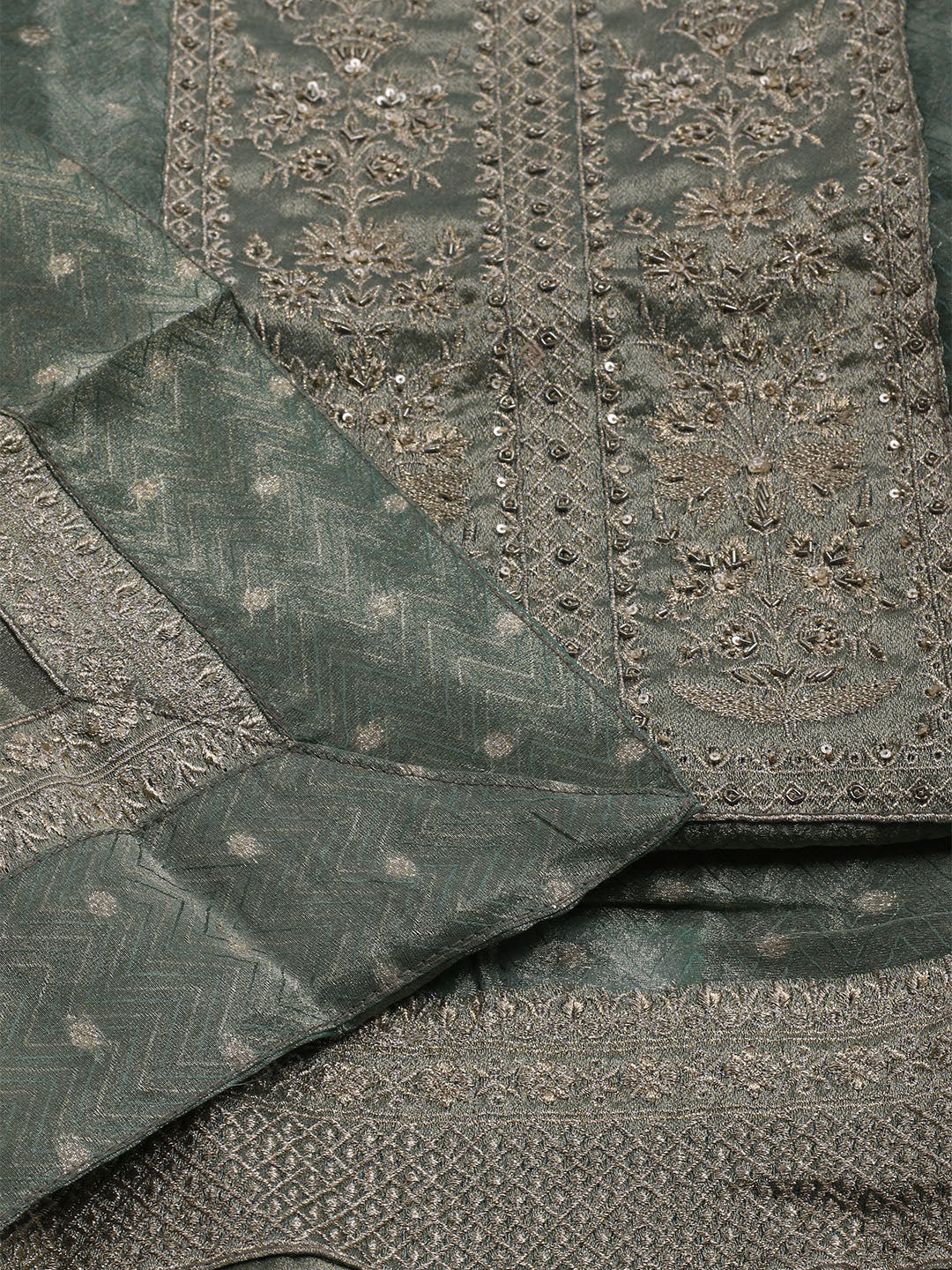 Banarasi Tissue Unstitched Suit With Dupatta