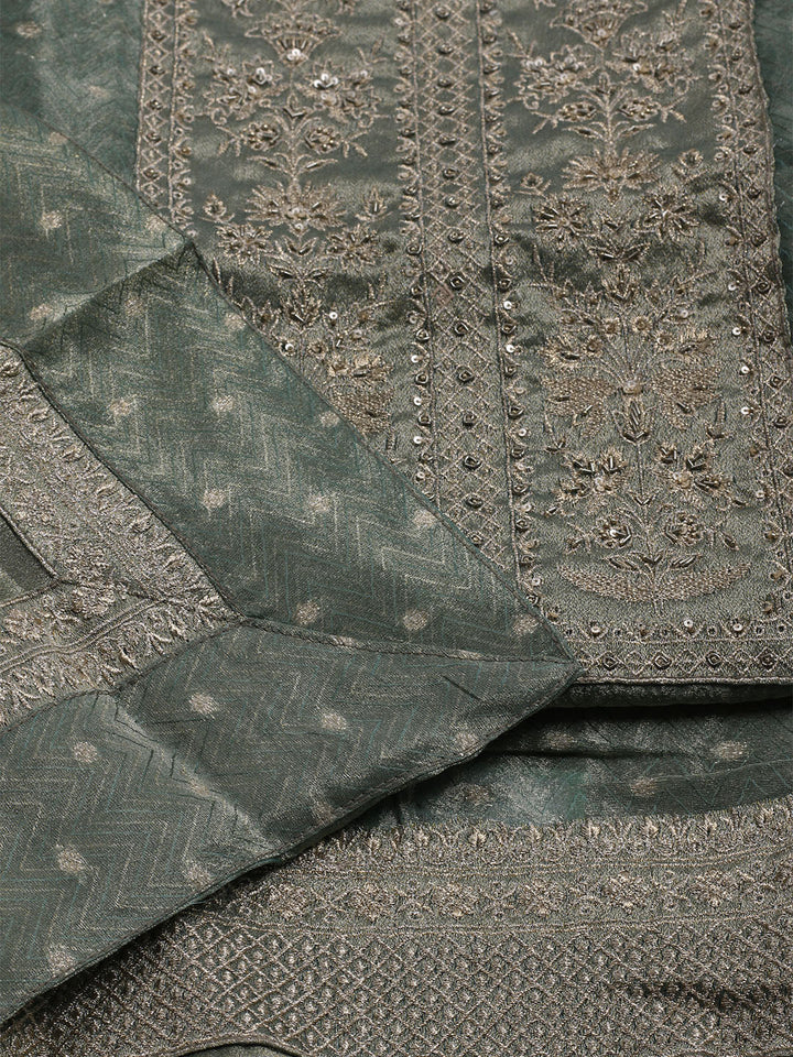 Banarasi Tissue Unstitched Suit With Dupatta