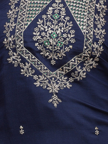 Neck Embroidered Cotton Unstitched Suit Piece With Dupatta