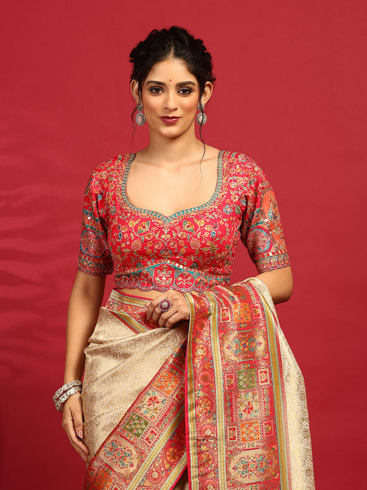 Embroidered Dola Silk Saree