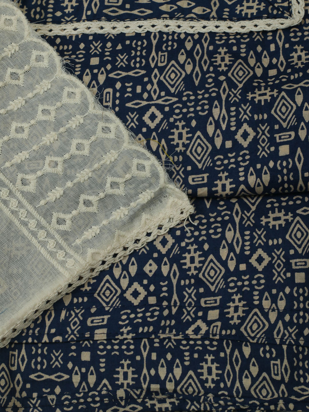 Printed Cotton Unstitched Kurta With Pant &amp; Dupatta