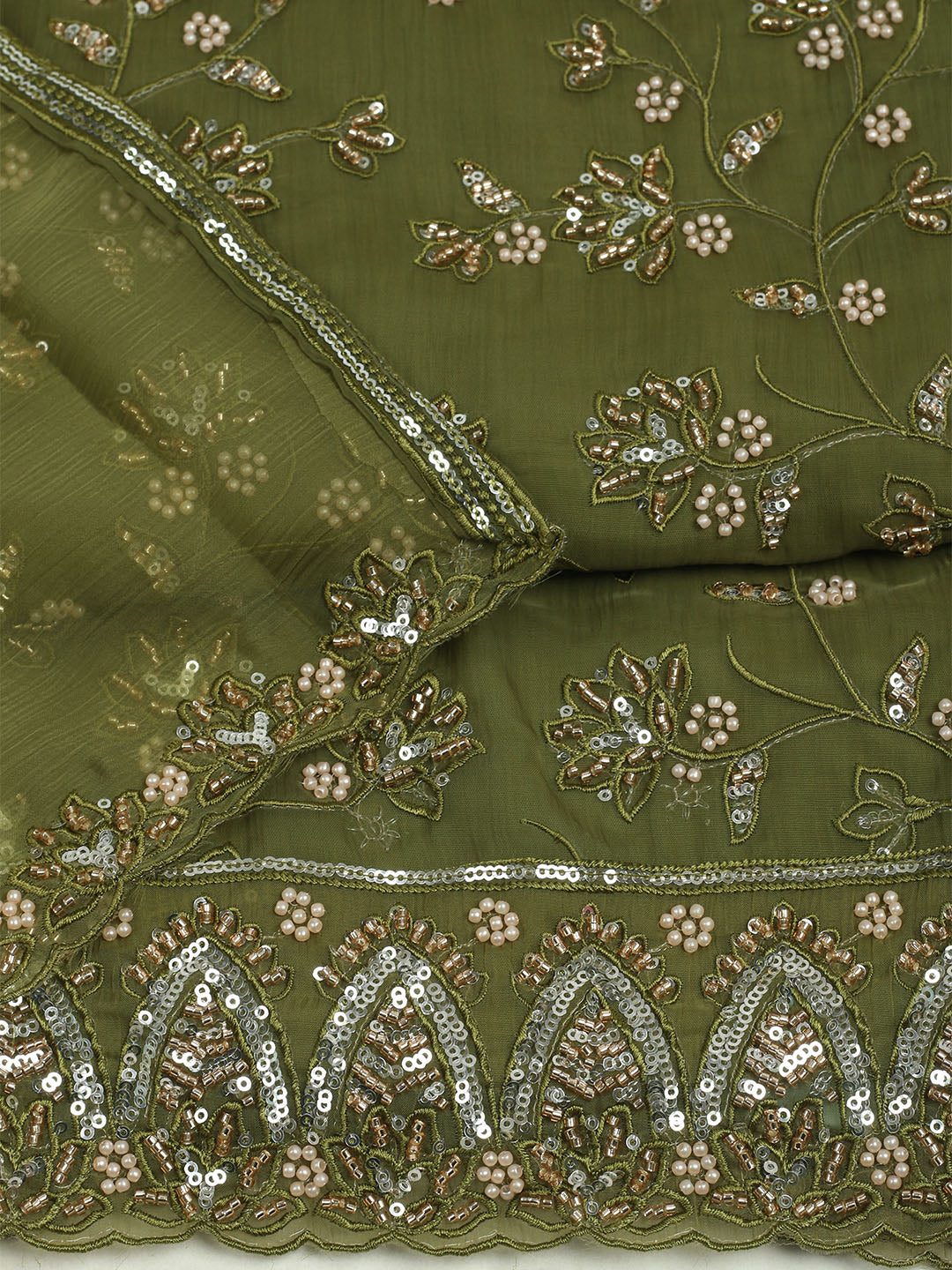 Embroidered Chiffon Unstitched Suit With Dupatta