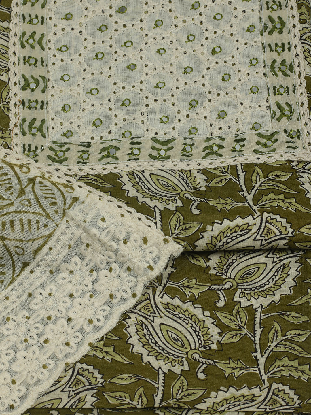 Printed Cotton Unstitched Suits Printed Suit With Pant &amp; Dupatta