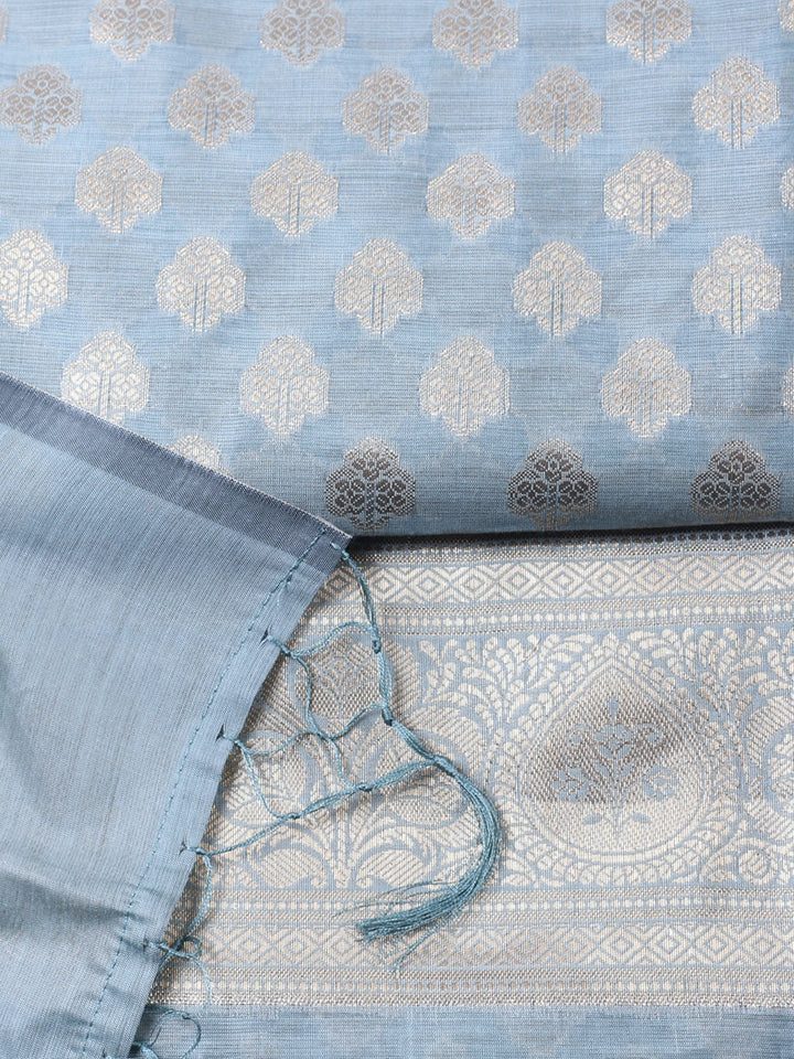 Woven Design Chanderi Unstitched Suit With Pant &amp; Dupatta