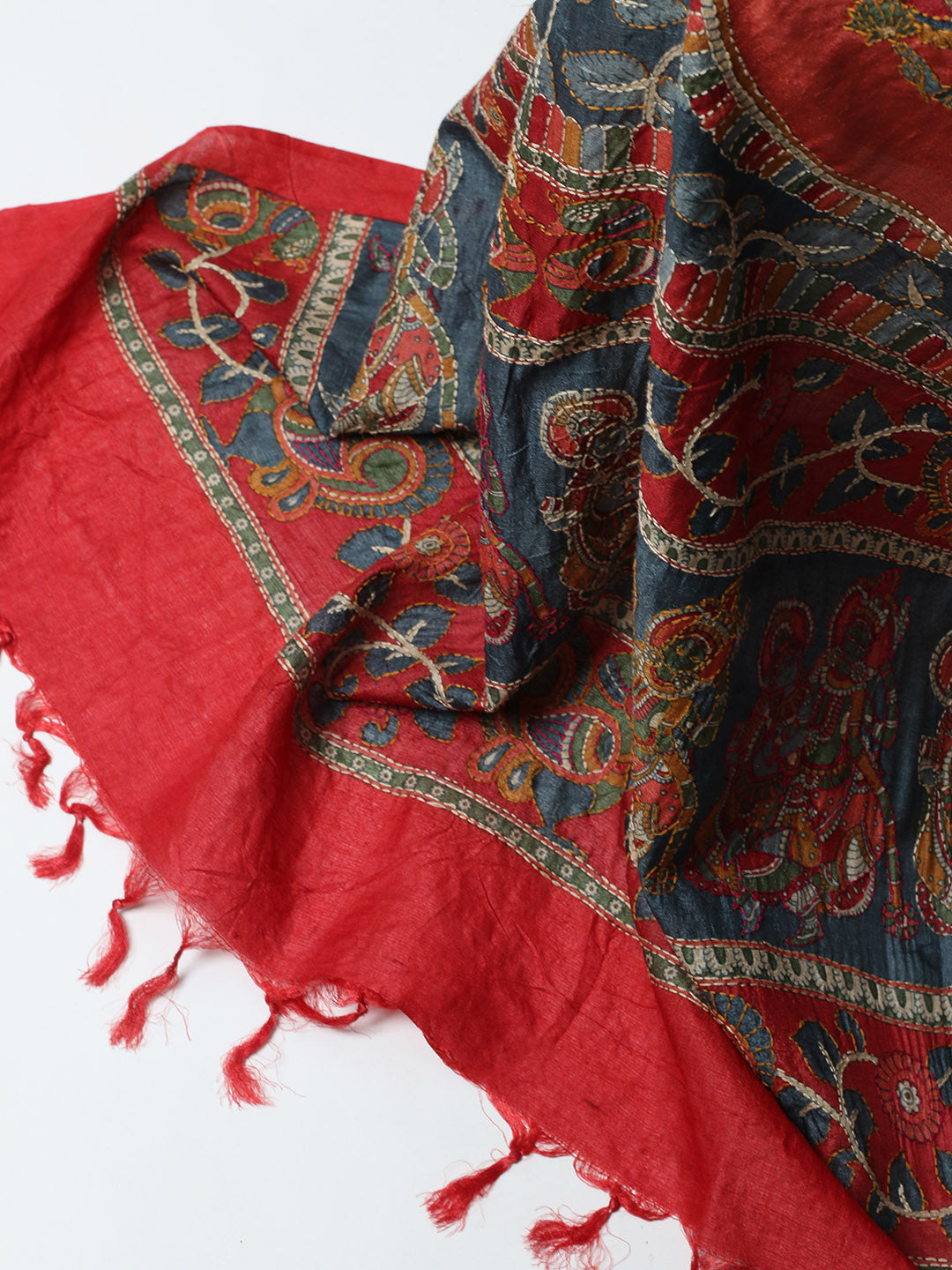 Printed Tussar Unstitched Kurta With Pant &amp; Dupatta