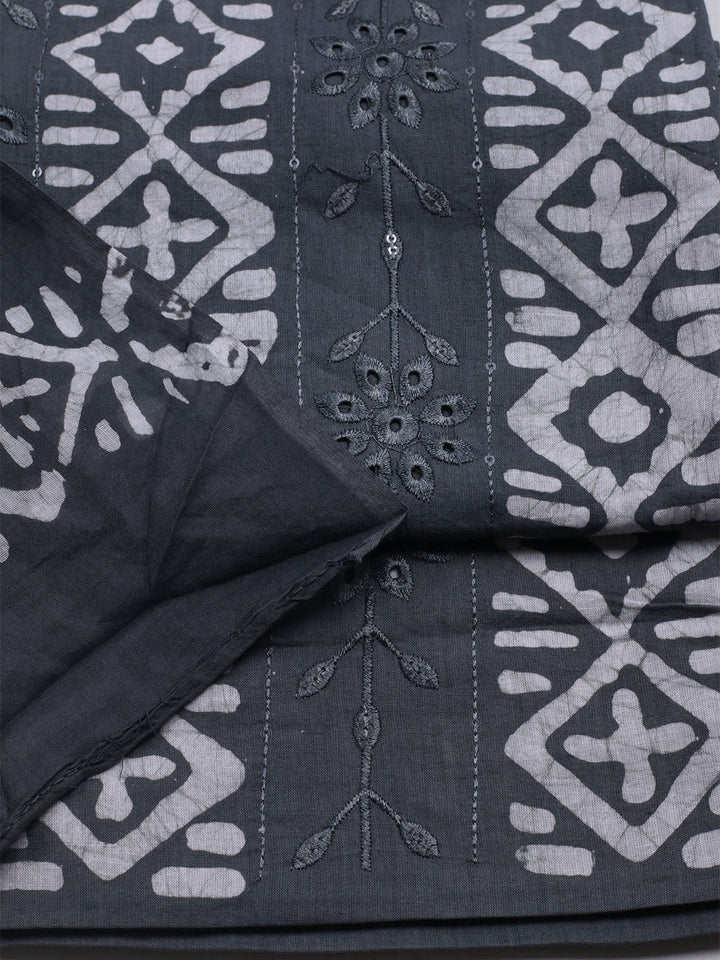Printed Cotton Blend Unstitched Kurta With Pant &amp; Dupatta