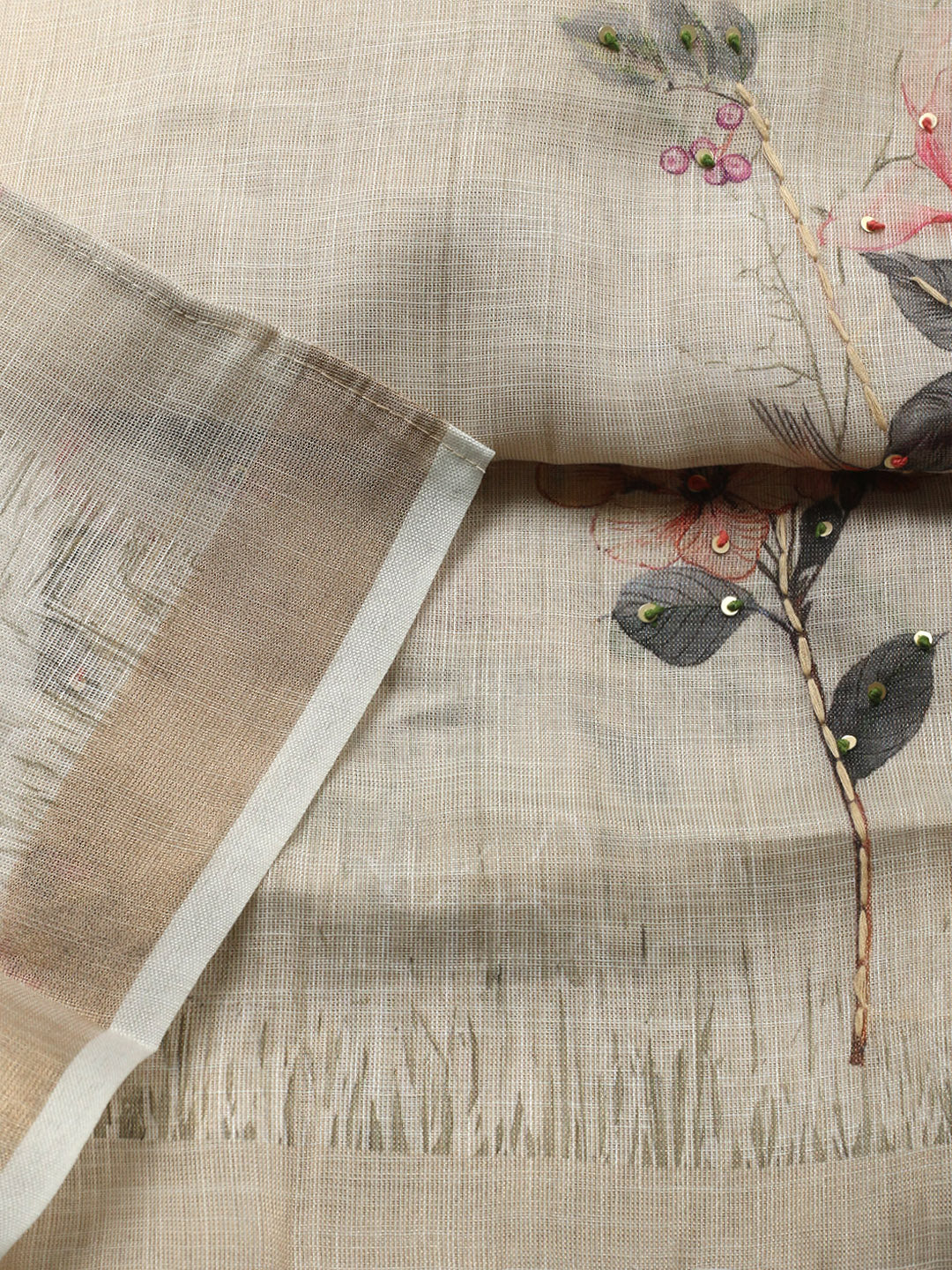 Printed Cotton Blend Unstitched Suit With Pant &amp; Dupatta