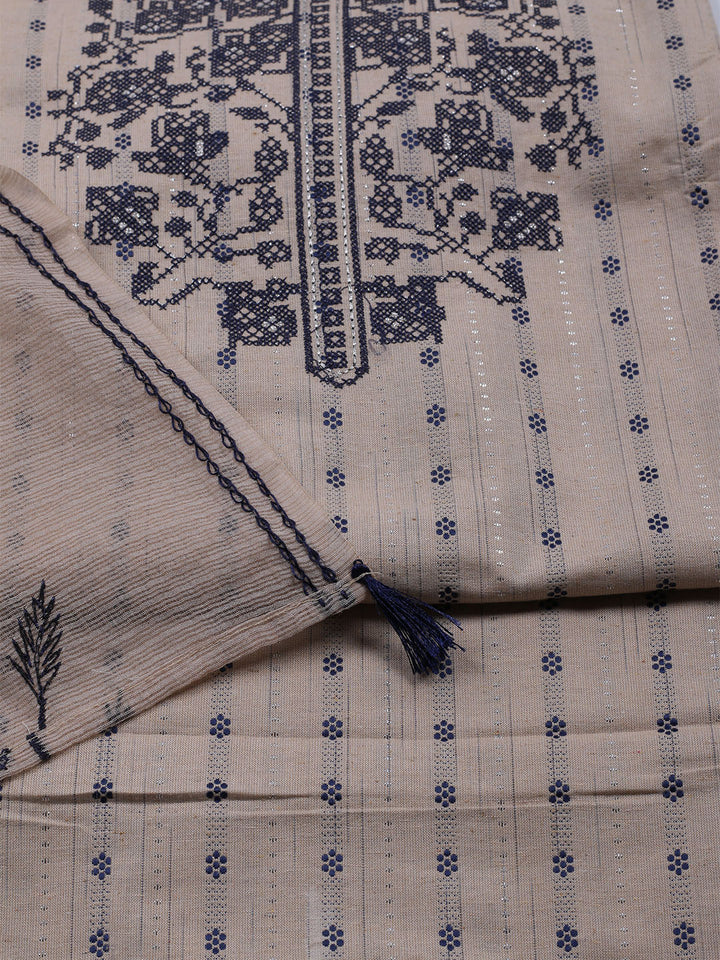 Neck Embroidered Cotton Blend Unstitched Suit With Dupatta