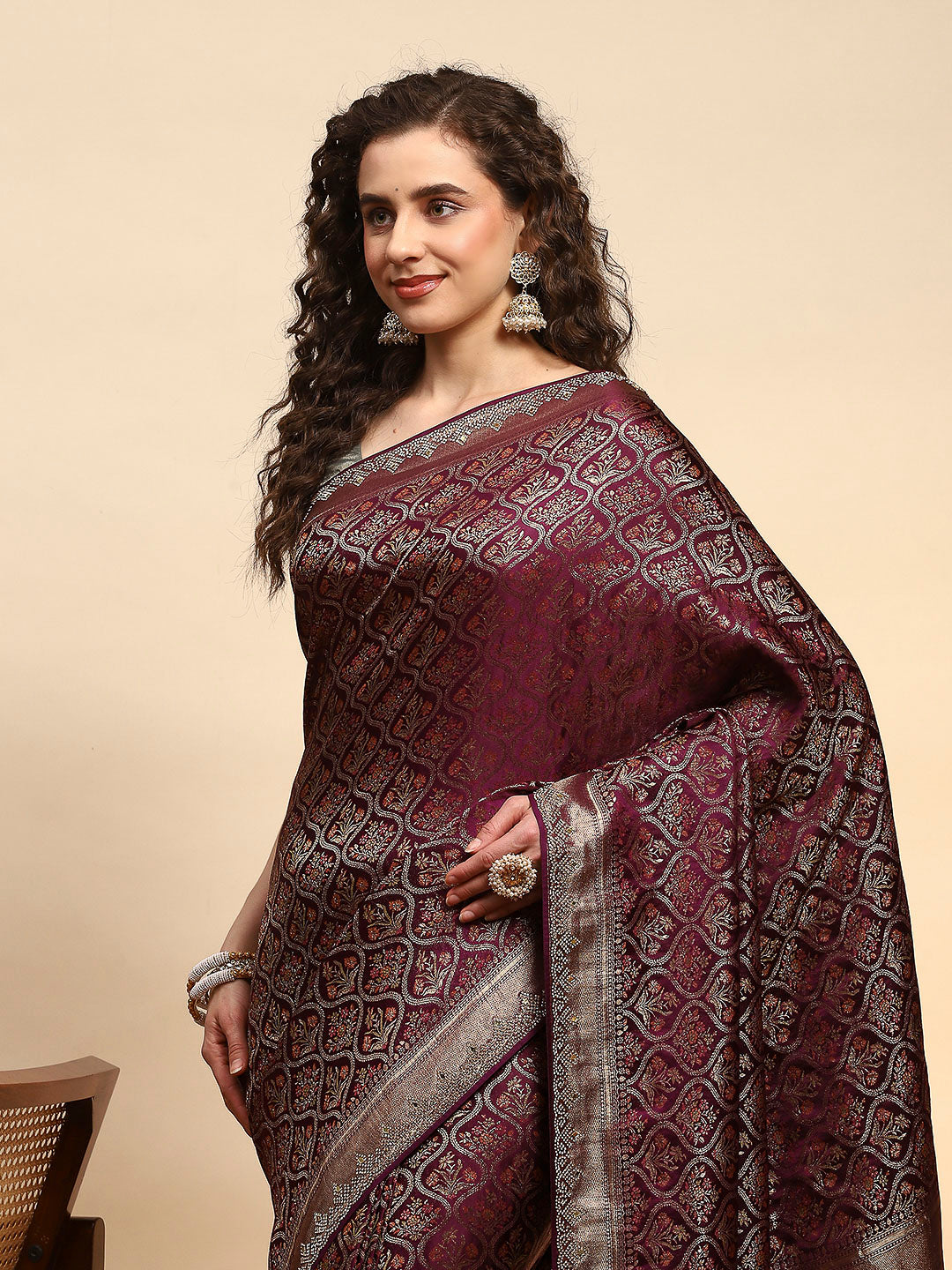 Woven Design Satin Saree