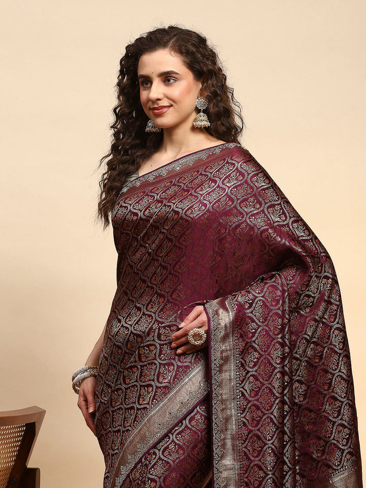 Woven Design Satin Saree