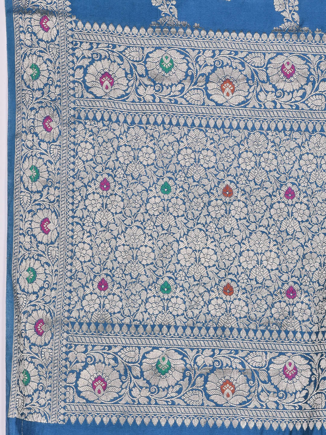 Zari Border Booti Cotton Blend Woven Saree
