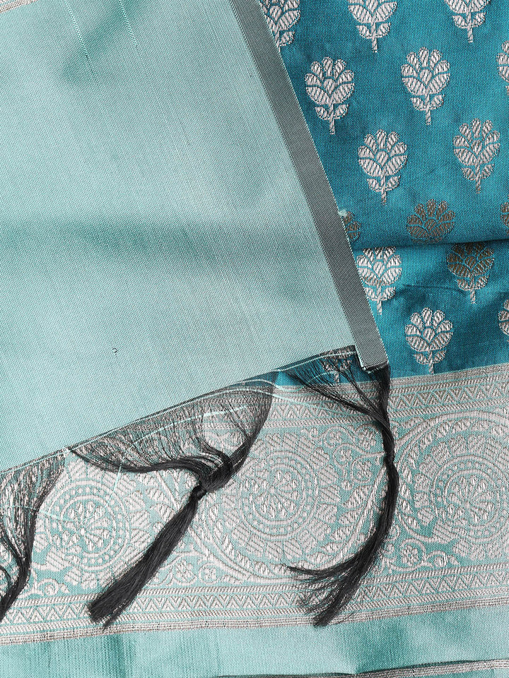 Woven Banarasi Chanderi Unstitched Suit With Dupatta