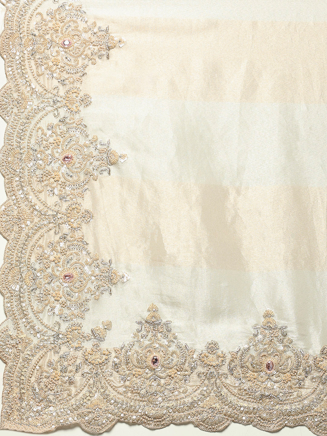 Zari Jaal &amp; Sequin Embroidered Tissue Saree