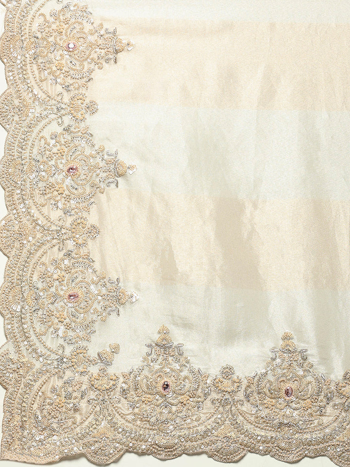 Zari Jaal &amp; Sequin Embroidered Tissue Saree