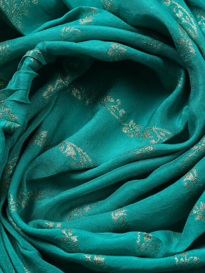 Woven Design Chanderi Unstitched Suit With Pant &amp; Dupatta