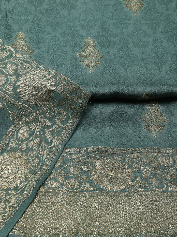 Woven Design Chanderi Unstitched Suit With Pant &amp; Dupatta