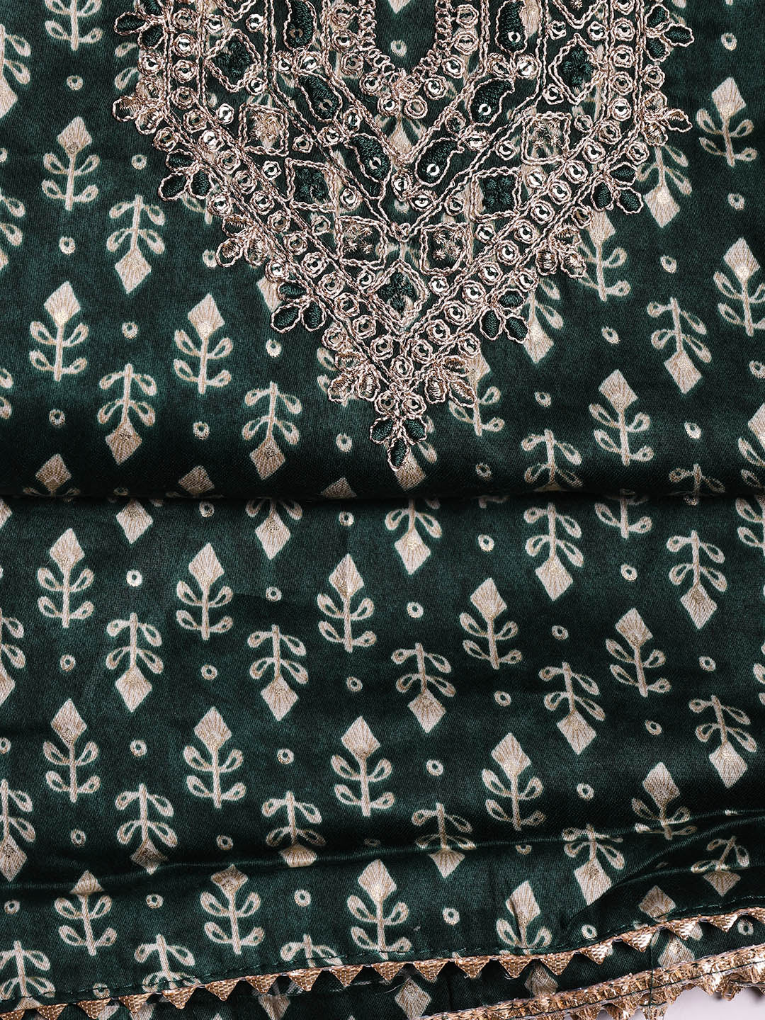 Neck Embroidered Cotton Blend Unstitched Suit With Dupatta