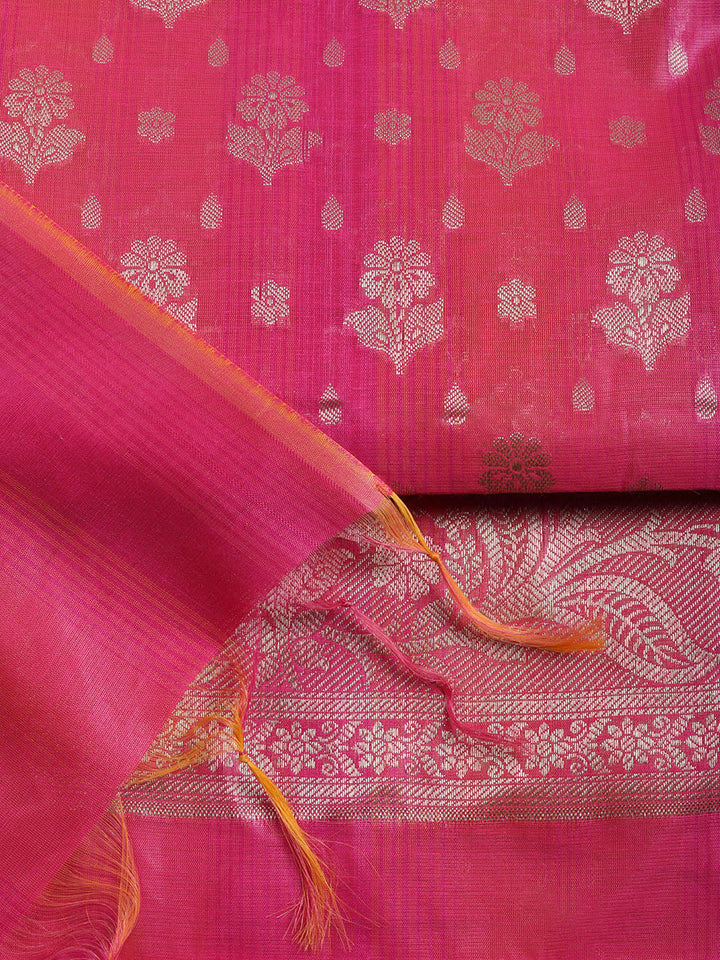 Woven Design Chanderi Unstitched Suit With Pant &amp; Dupatta