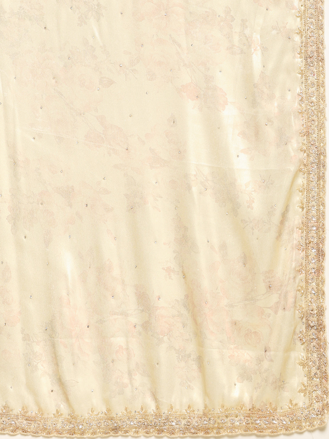 Floral Printed &amp; Embellished Work Tissue Saree