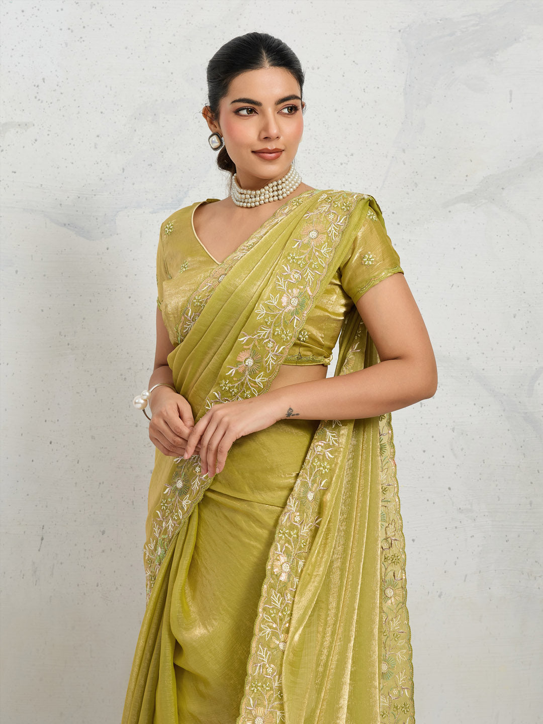 Embroidered Chiffon Saree